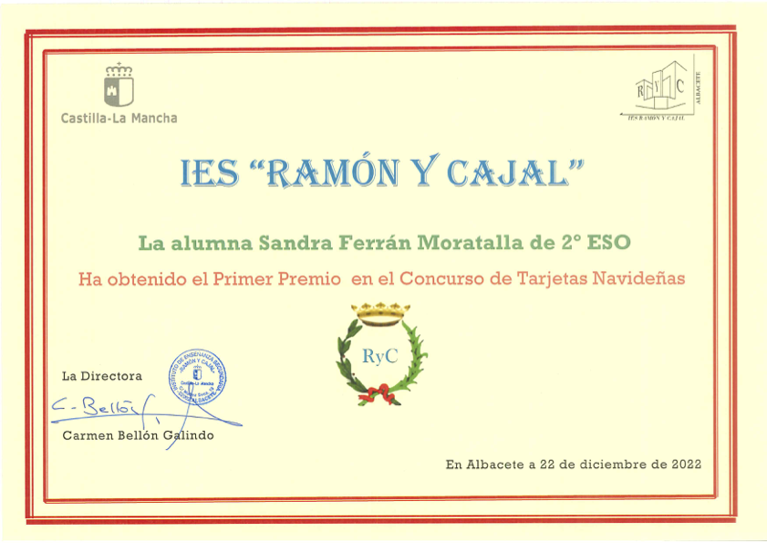 Primer Premio Tarjetas Navideñas 2º ESO