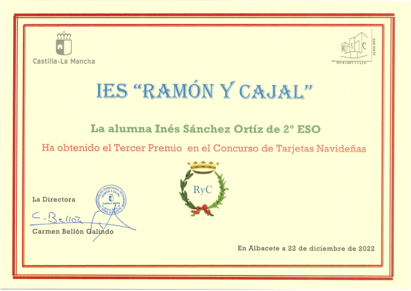 Tercer Premio Tarjetas Navideñas 2º ESO